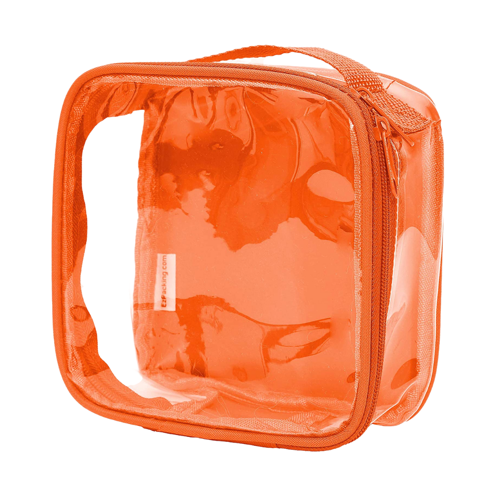 TSA Approved Toiletry Bag – Quart Size Clear Travel Pouch (Orange)