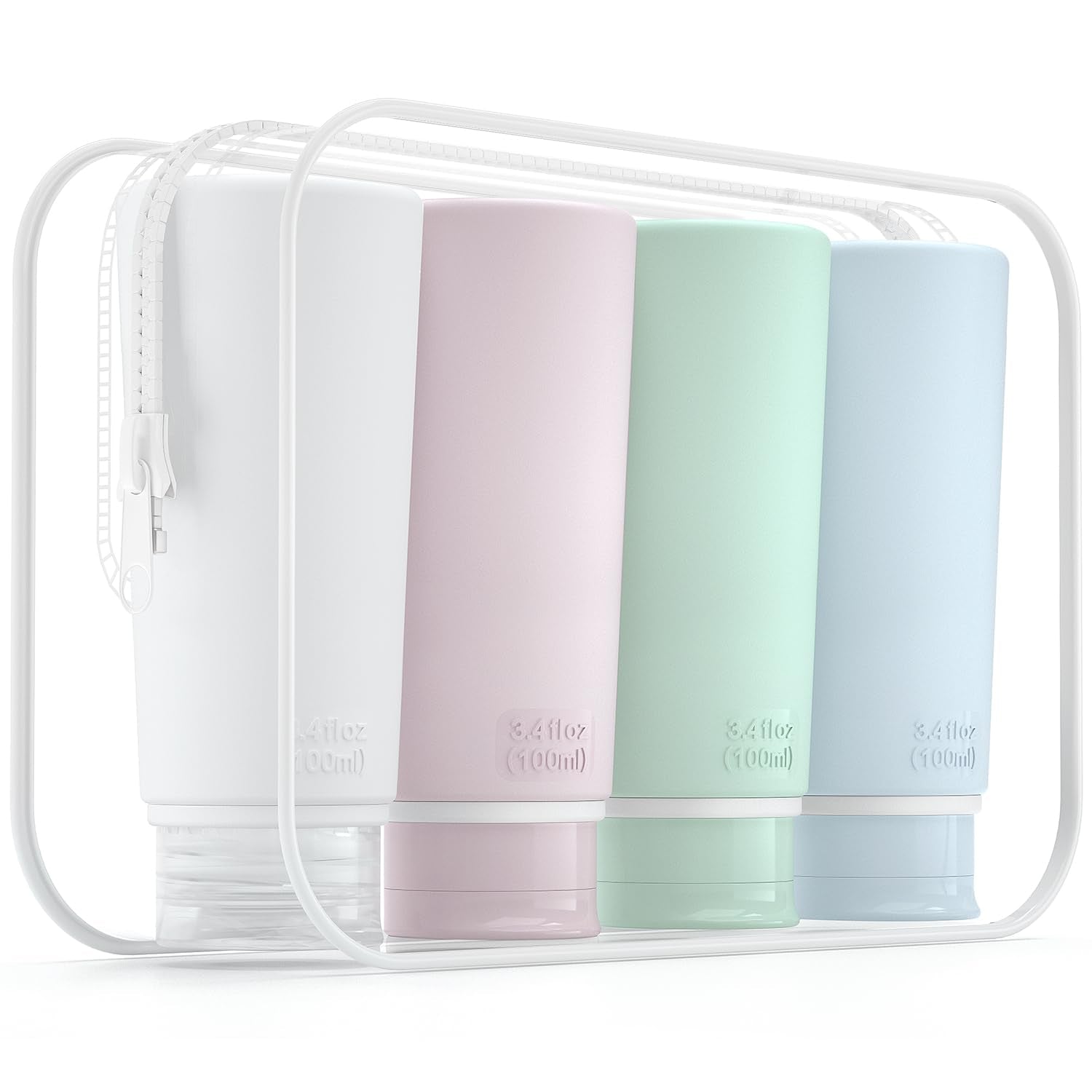 Travel Bottles for Toiletries Tsa Approved Travel Size Containers BPA Free Leak Proof Travel Tubes Refillable Liquid Travel Accessories for Cosmetic Shampoo and Lotion Soap for Travel, 4Pcs