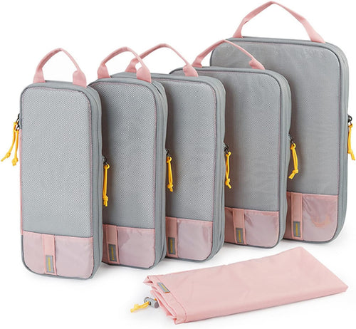 6 Set Compression Packing Cubes - Lightweight Travel Essentials, Durable Luggage Organizer