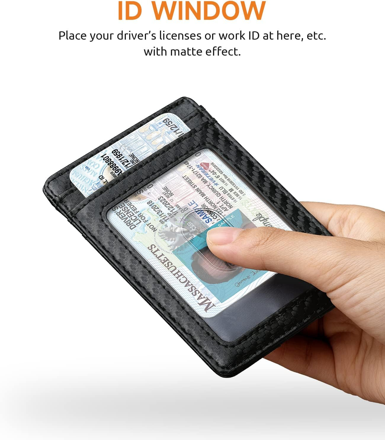 Mens Slim Wallet, Minimalist Thin Front Pocket Leather Credit Card Holder with RFID Blocking for Work Travel