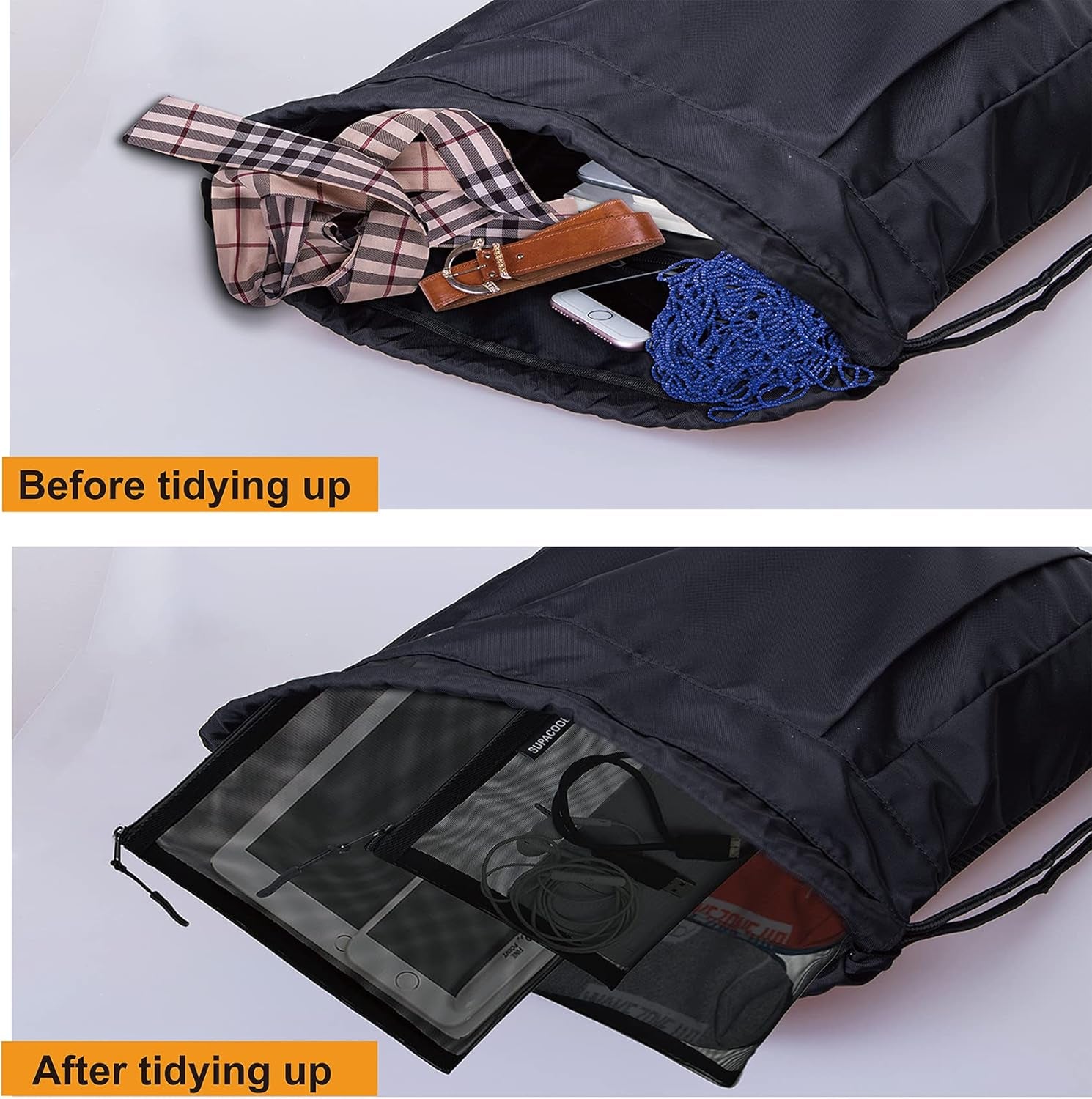 Set of 4 Travel Mesh Makeup Bag, Cosmetic Organizer Pouches with Zipper, Diaper Organizing Pouches, Nylon Toiletries Bag for Women and Men(4Pcs, Black)