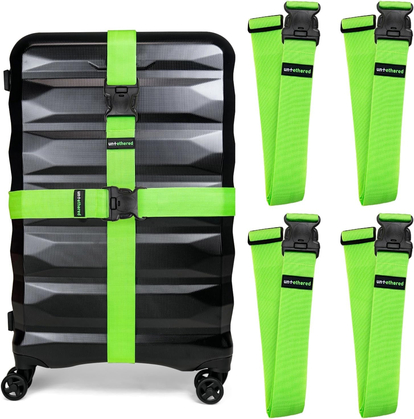 Luggage Straps | Tsa-Approved Suitcase Belts with Heavy-Duty Buckles. Secure Adjustable Travel Accessories for Checked Bags. 4-Pack