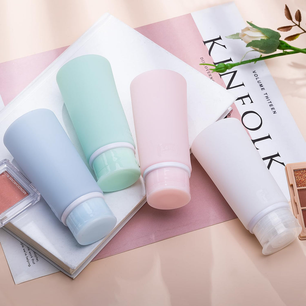 Travel Bottles for Toiletries Tsa Approved Travel Size Containers BPA Free Leak Proof Travel Tubes Refillable Liquid Travel Accessories for Cosmetic Shampoo and Lotion Soap for Travel, 4Pcs