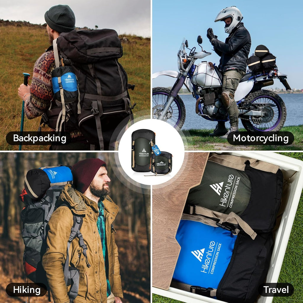 Compression Sack for Sleeping Bag, Upgrade Anti-Tear Nylon Sleeping Bag Stuff Sack, 10L/14L/20L/30L Water-Resistant Compression Bag, Storage Bag