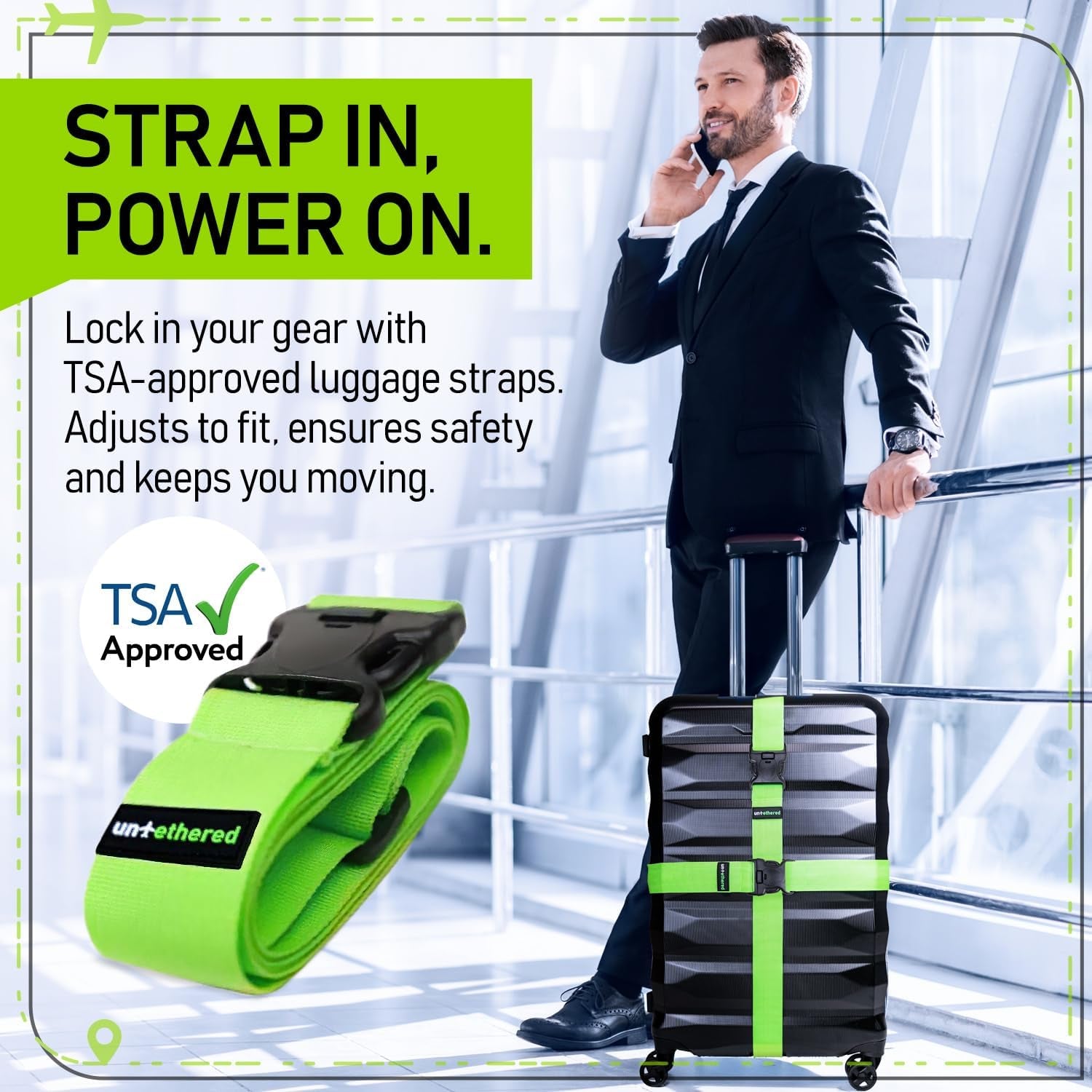 Luggage Straps | Tsa-Approved Suitcase Belts with Heavy-Duty Buckles. Secure Adjustable Travel Accessories for Checked Bags. 4-Pack