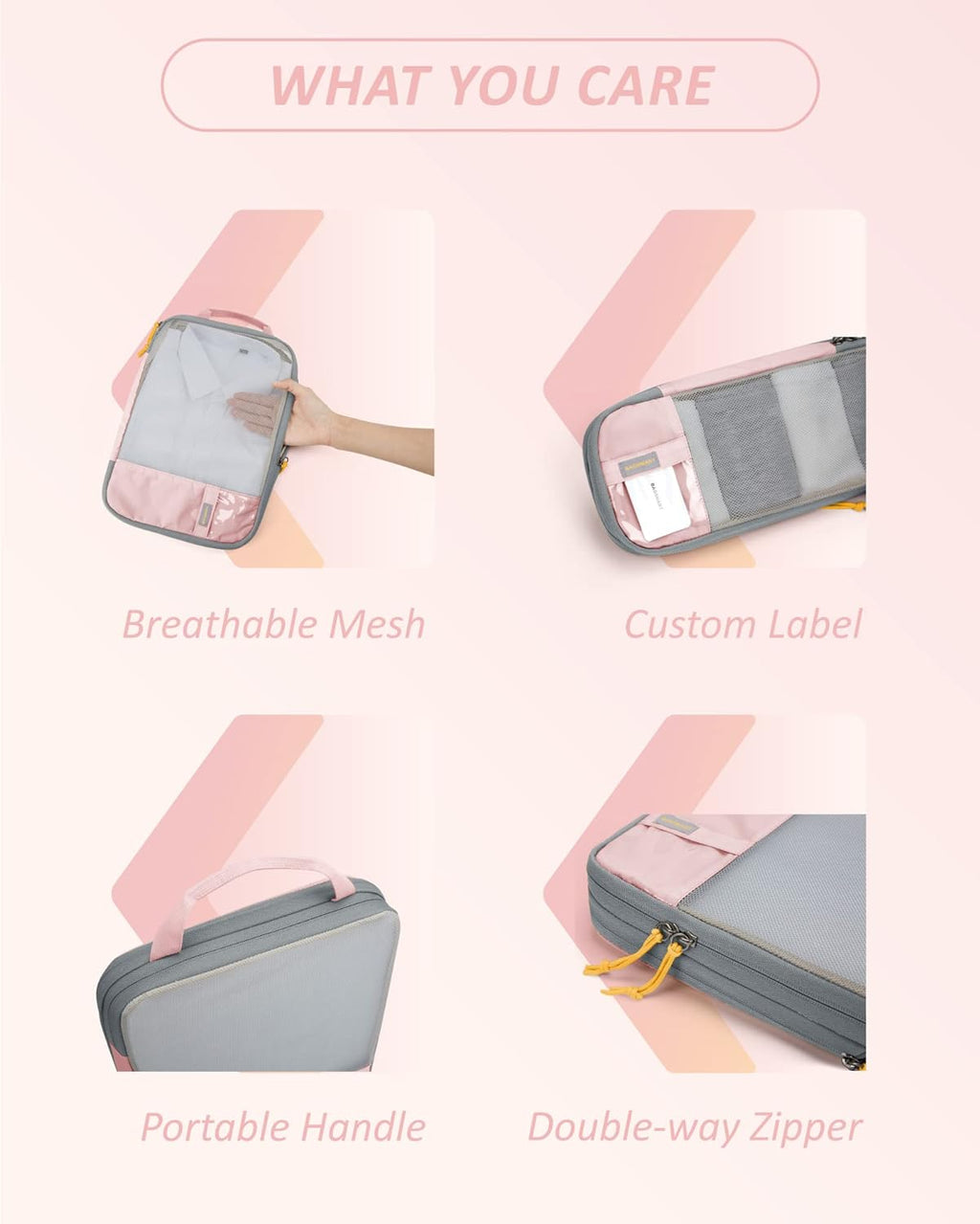 6 Set Compression Packing Cubes - Lightweight Travel Essentials, Durable Luggage Organizer