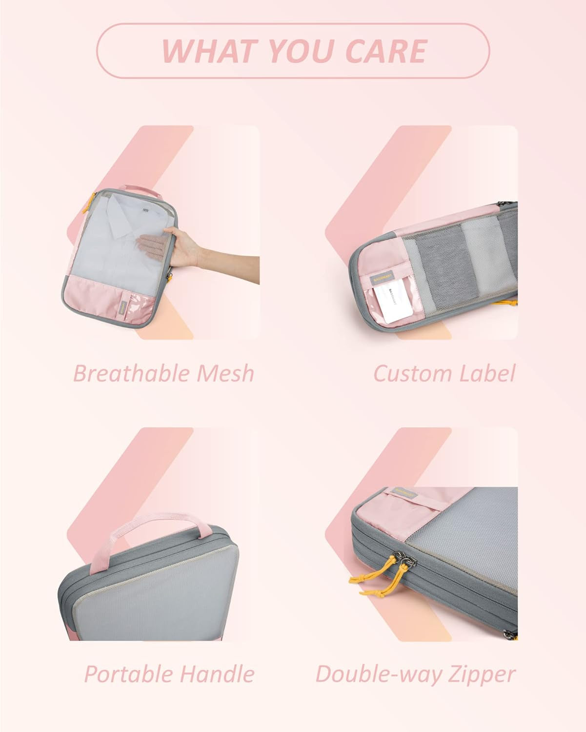6 Set Compression Packing Cubes - Lightweight Travel Essentials, Durable Luggage Organizer