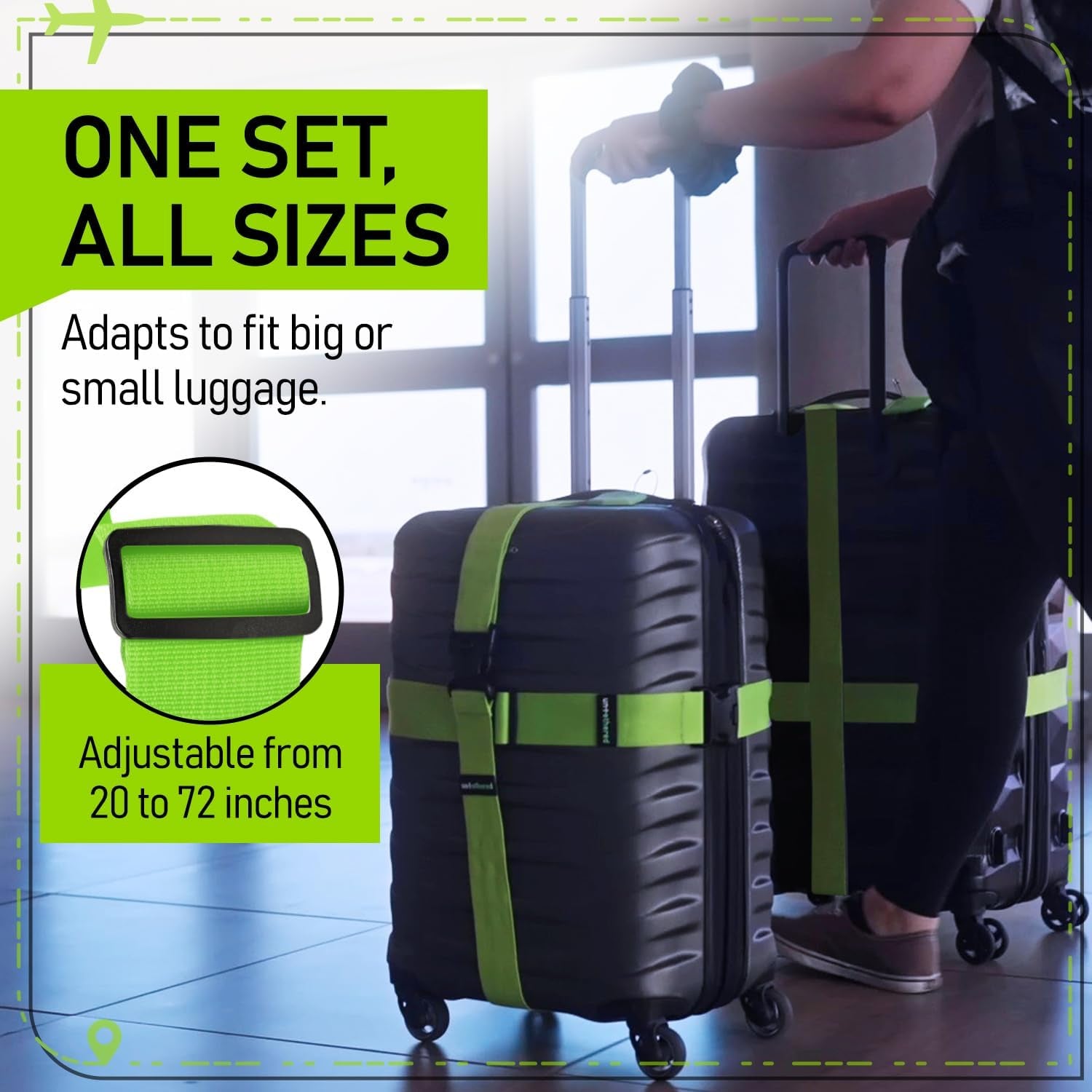 Luggage Straps | Tsa-Approved Suitcase Belts with Heavy-Duty Buckles. Secure Adjustable Travel Accessories for Checked Bags. 4-Pack