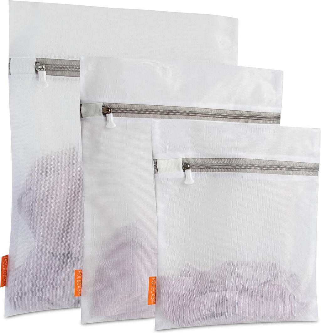3Pcs Mesh Laundry Bags with Sturdy Zipper, Even Mesh Holes, Variety Sizes for All Your Delicates, Lingerie, Bras, Baby Clothes -Travel Essentials (1 Large, 1 Medium, 1 Small)